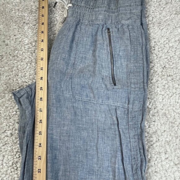 Athleta Cabo Linen Wide Leg Pants Chambrey Blue - Picture 9 of 11